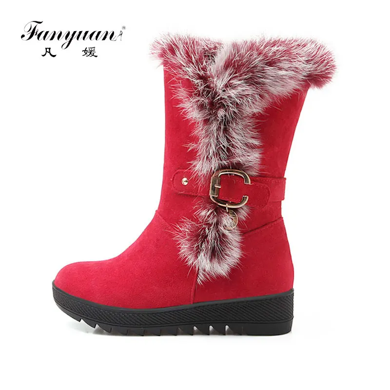 

Fanyuan winter snow boots Increased Height Fur Snow Boots with Warm Plush Platform Mid Calf Faux Suede Ladies Winter Boots