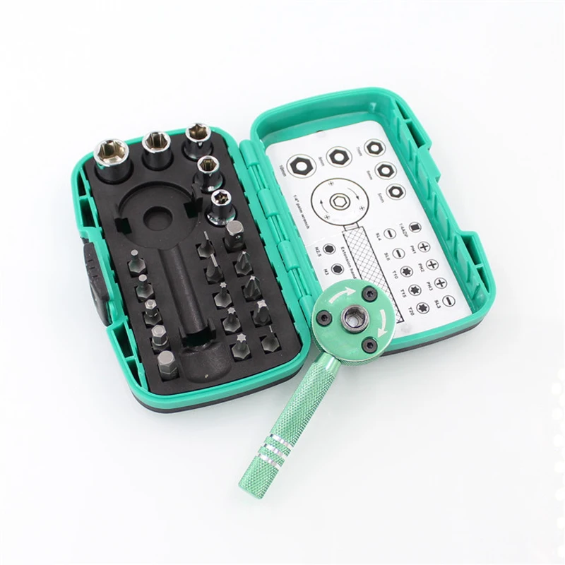 

Multi-functional Palm Ratchet Wrench Bit 1/4"" Driver Socket Set Screwdriver Kit