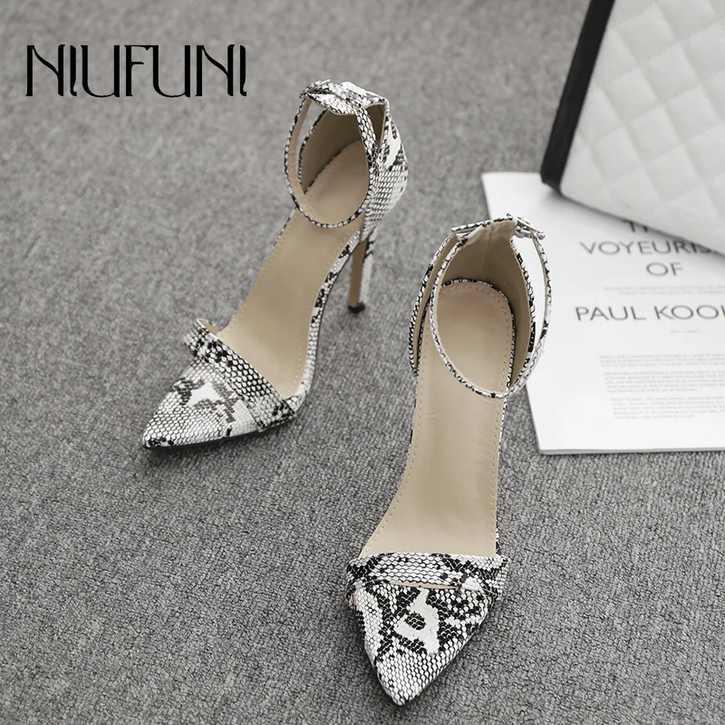 

New Sexy Snake Pattern Pointed High Heels Sandals Summer Wild Stiletto Patent Leather Women's Shoes Fine High Heels Banquet