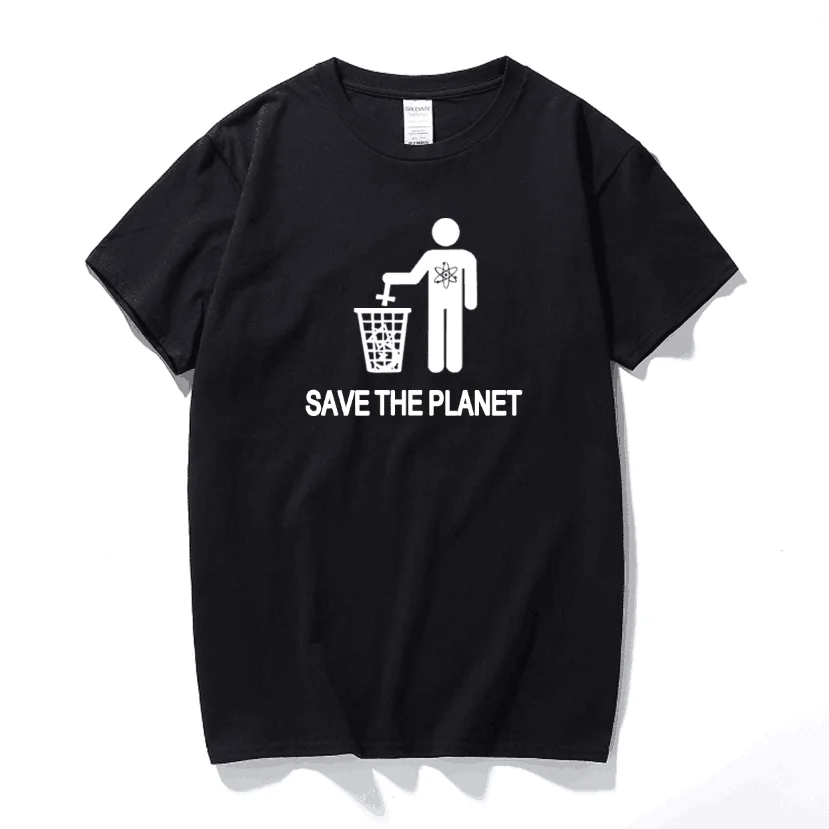 Летние Новые забавные мужские футболки с надписью Save The Planet Atheist хлопковые