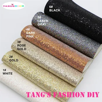 

6PCS---High Quality DIY small checked glitter PU leathers/Synthetic leather/DIY fabric artificial leather
