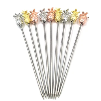 

6pcs Cocktail Pick Stainless Steel Fruit Sticks Pineapple Bar Tools Drink Stirring Sticks Martini Picks Party Wedding Accessory