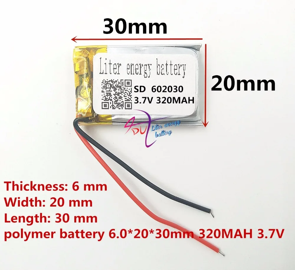 Полимерная литиевая батарея 602030 320 мАч 3,7 в точка считывания ручка CE FCC ROHS MSDS attestation