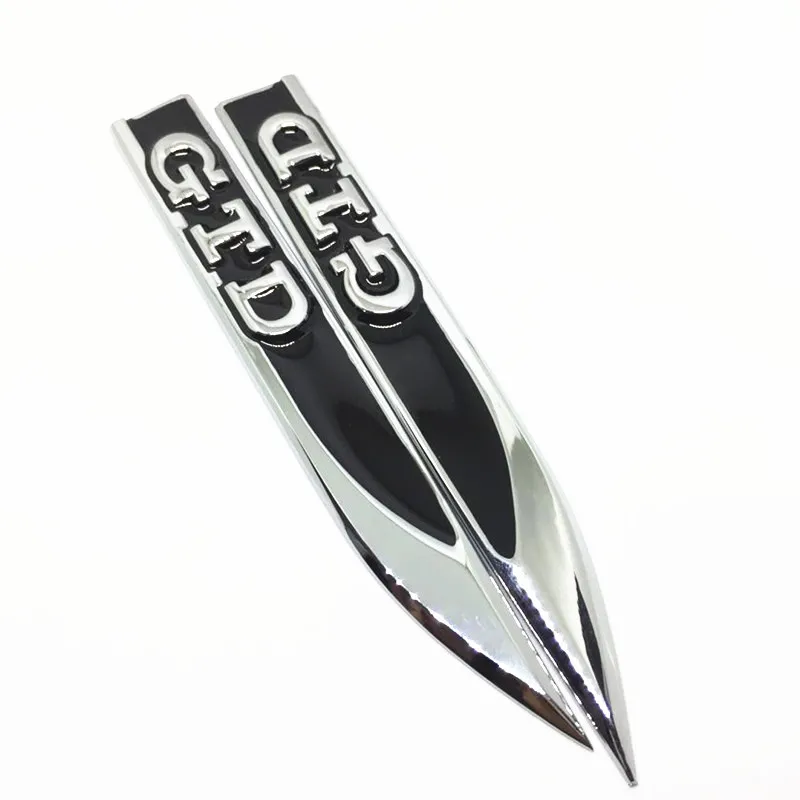 1 пара GTD логотип автомобиля Наклейка металлическая эмблема лезвие нож форма эмблема на крыло наклейка для Volkswagen polo golf 6 passat b5 T5 GLI skoda - Название цвета: Black