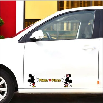 

Mickey Mouse Mickey and Minnie Car Door Sticker Funny Car Accessories for Renault Toyota Bmw Audi Q3 5 Ford Focus Golf 7