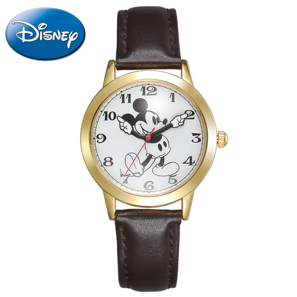 Mickey Mouse Teenager Leather Quartz Waterproof Wrist Watch Youth Men