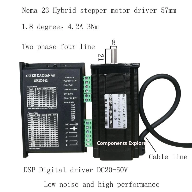 Nema 23 57 шаговый двигатель набор крутящий момент 3N Длина 57 мм DSP цифровой драйвер DC20-50V OK2D542