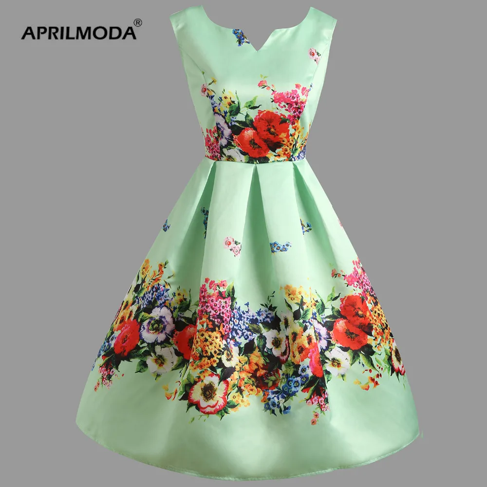 

Satin Vintage Pleated Dress Women 50s Lace Summer Casual Party Sleeveless Plus Size High Waist Long Floral Rockabilly Dresses