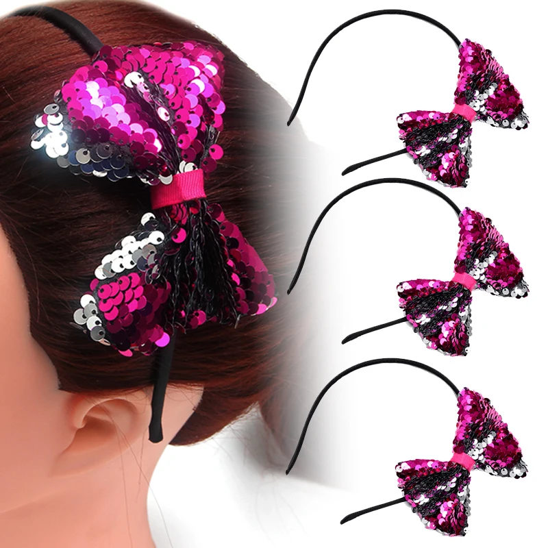 

1PC Girls Glitter Sequin Big Bowknot Hairbands Women Headband Plastic Hair Hoop Hair Bands for Women Hair Accessories Headwear