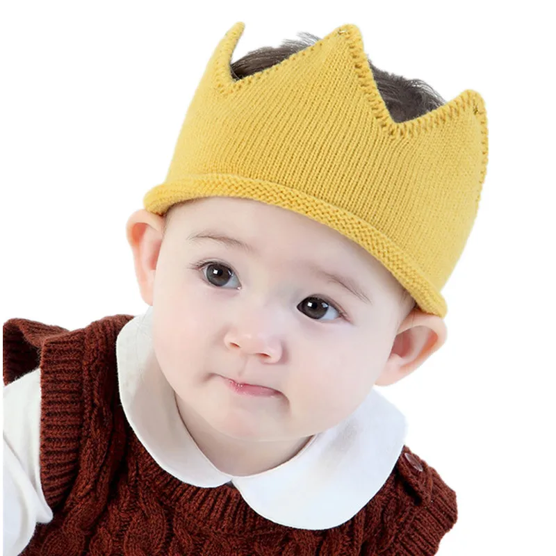 new crown baby beanies fashion knitted cotton kids caps children princess hats boys girls head wear infant toddlers accessories