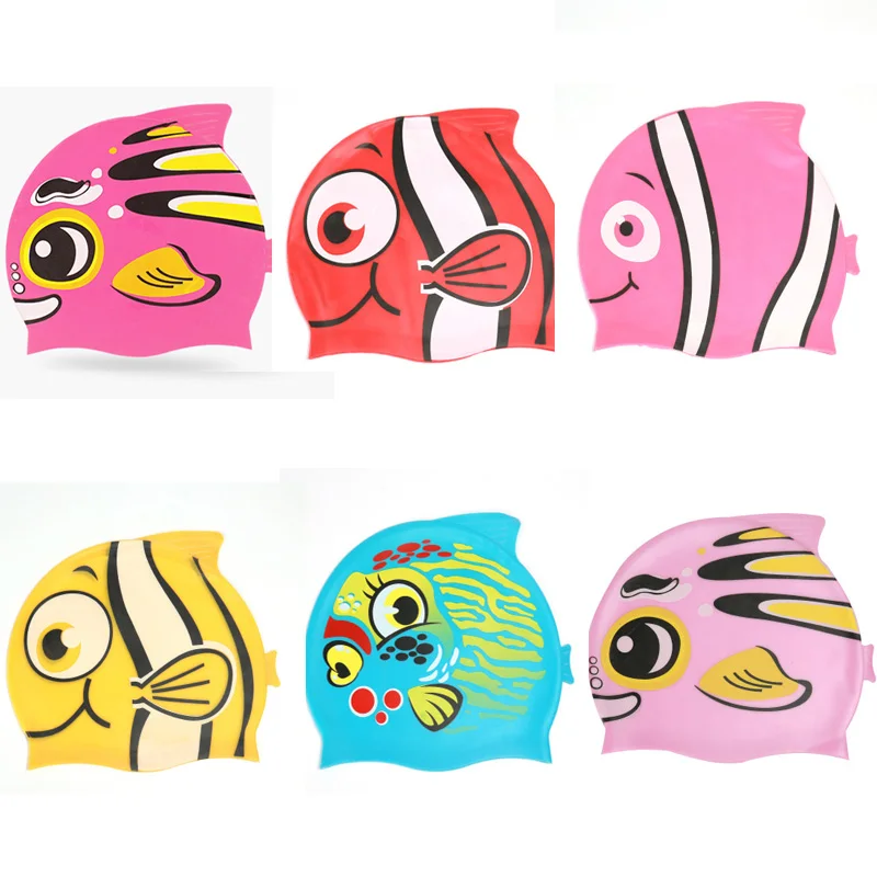 

Hot Waterproof Elastic Silicone Boys&Girls Bathing Caps Swimming Caps Children Cartoon Hat Protect Ears Diving Waterproof Shark