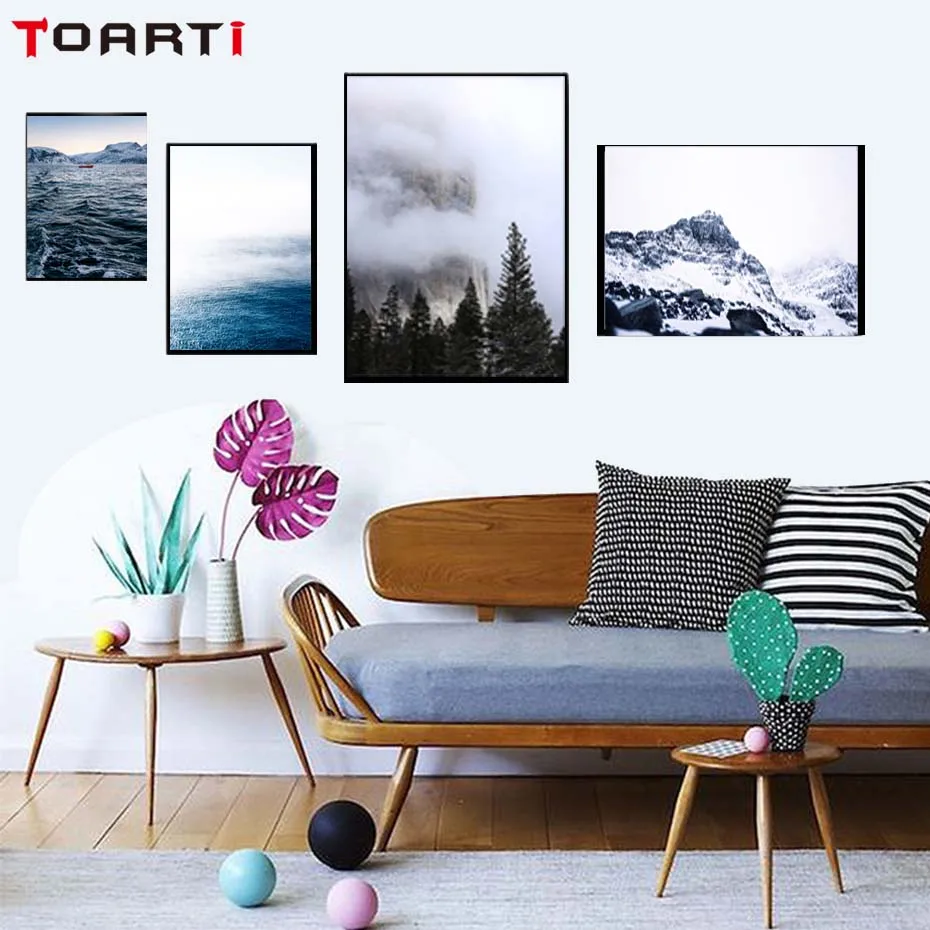 

Nordic Landscape Poster&Print Vast Sea Mountain Seascape Canvas Painting On The Wall Living Room Home Decor Modular Art Picture