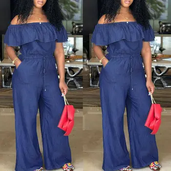 

2019 Stock Boho Women Off Shoulder Playsuit Bodycon Party Jumpsuit Trouser Overall