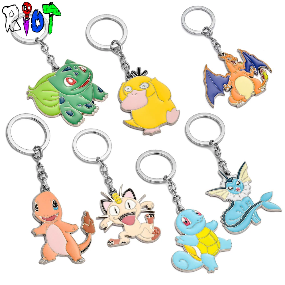 7 type Pokemon Go Pocket Monsters keychain metal pendant key chains High quality chaveiro charms keyring