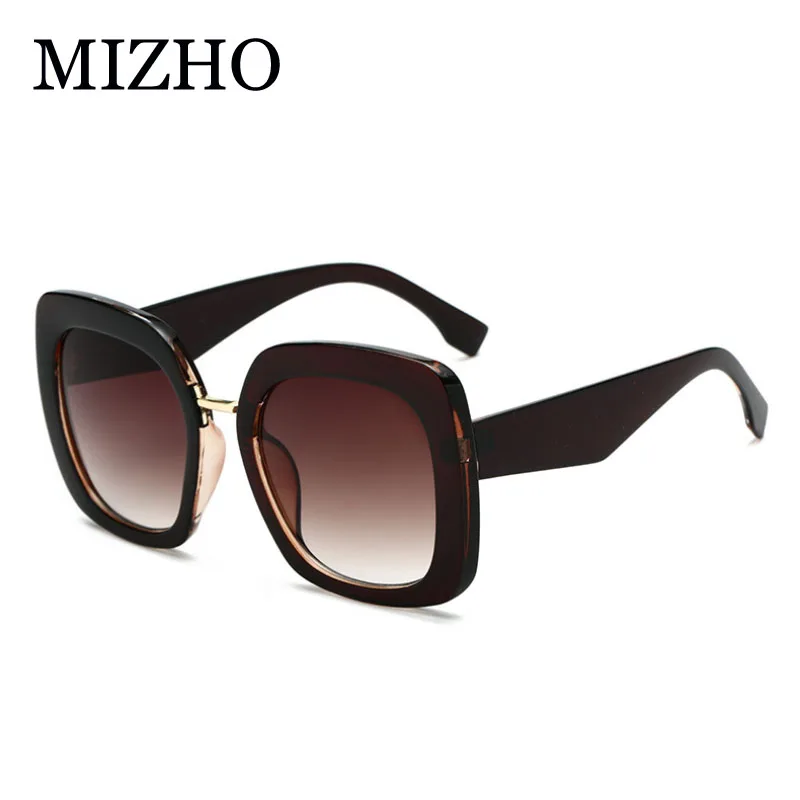 MIZHO Fashion Green Protable Square Sunglasses Women Vintage 2019 Quality Gradient Sun glasses Oversized Ladies Brand Designer