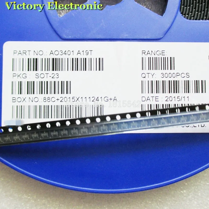 100pcs Ao3401a Ao3401 3401 A19t Sot-23 4.2a/30v P-channel Smd Mosfet ...