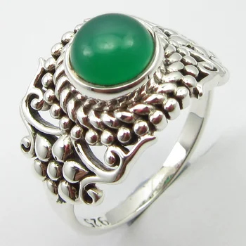 

Cabochon Green Onyx Ring Sz 8 Ladies Fashion Jewelry Unique Designed