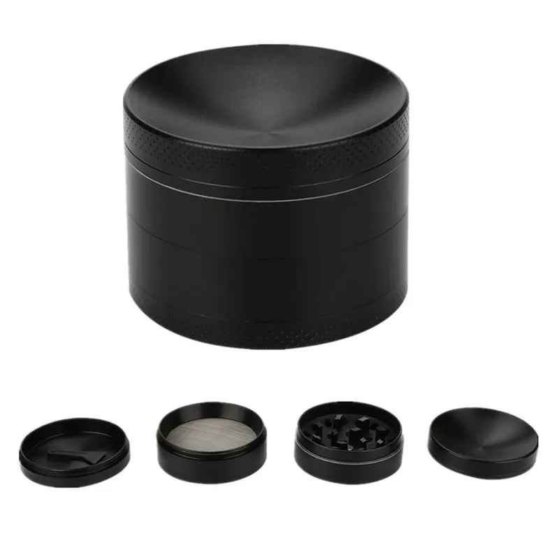 Classic Black 54mm Metal Herbal Grinder Box 4 Layers Herb Spice Crusher