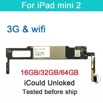 

Original Motherboard 16GB 32GB 64G For iPad MINI2 Unlocked Mainboard WIFI 3G For Free iCloud Logic Board With All chips Replace