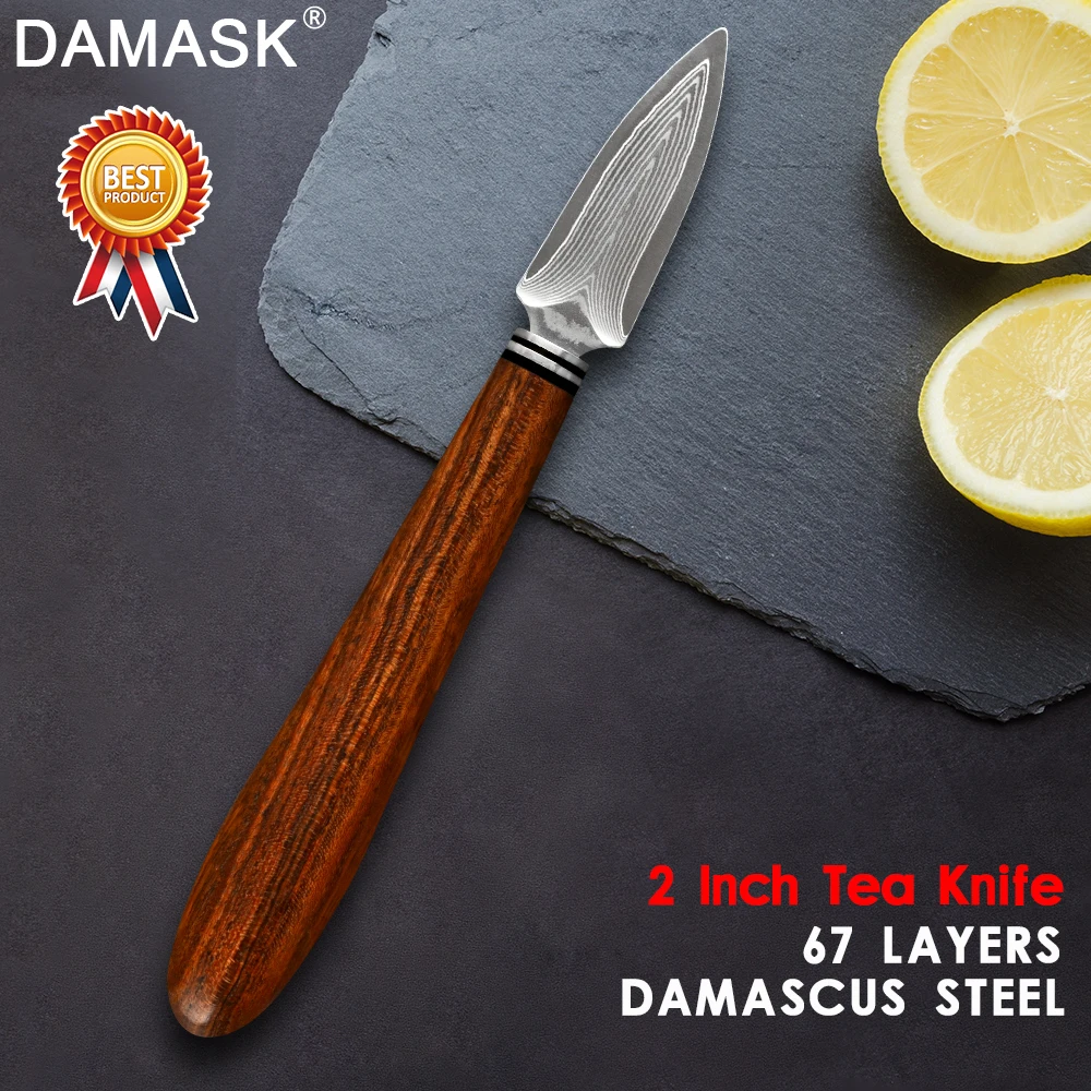 

Damask Rosewood 9Cr14 Damascus Steel Tea Knife Pu Er Dedicated Tea Needle Chinese Kung Fu Teasets Accessories Knife With Box