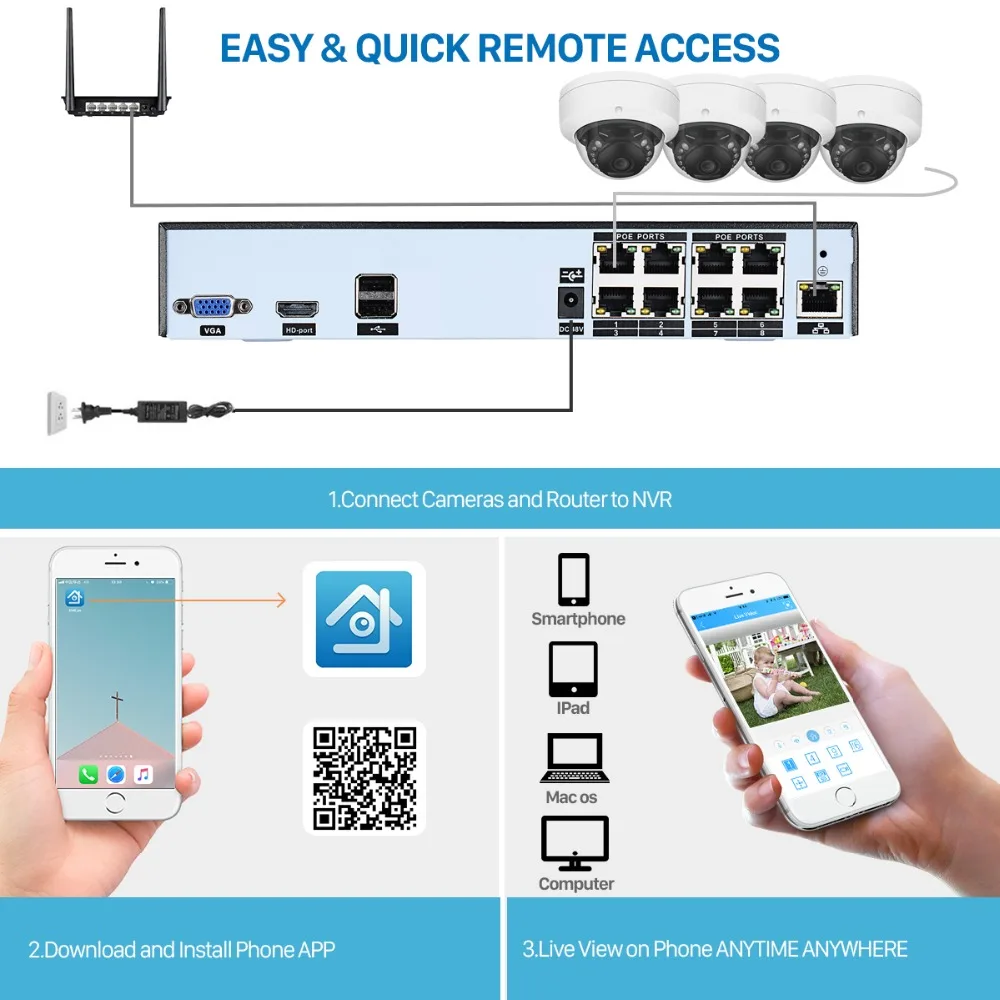 BESDER 8CH 1080p HDMI NVR CCTV система 4 шт 3MP камеры безопасности ИК Крытый водонепроницаемый