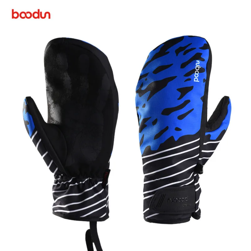 Boodun الشتاء قفازات على الجليد للرجال النساء قفازات للتزلج يندبروف للماء عدم الانزلاق التزلج التزلج قفازات القطن الدافئة القفازات