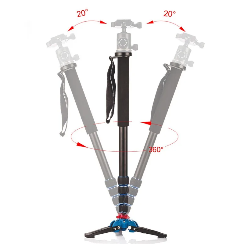  A-222 +M-1 Base Tripod 1650mm Alumninum Camera Unipod Monopod Flip Lock w/3 Legs Base Tripod For Ca