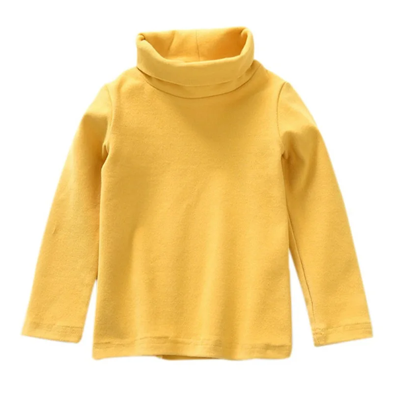 Candy Color Girls Clothes Kids Turtleneck T-shirt Fall Winter Solid Casual Pullover Cotton Clothes