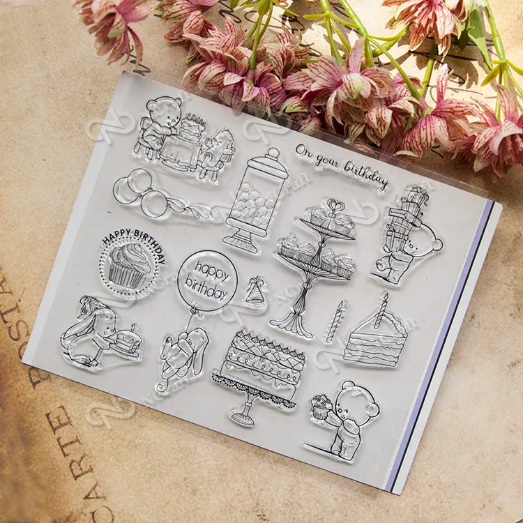 

Birthday party Transparent Clear Silicone Stamp/Seal for DIY scrapbooking/photo album Decorative clear stamp sheets