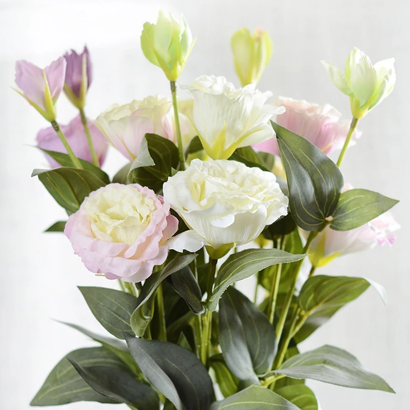 3 головки/Букет Европейская искусственная Цветочная подделка Eustoma Gradiflorus Lisianthus Свадебная вечеринка домашний декор имитация шелковые цветы