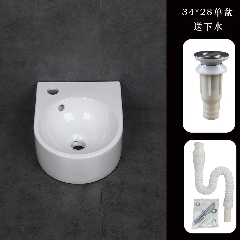 Маленький керамический умывальник для ванной комнаты, мини подвесной умывальник, белая маленькая раковина для ванной wx11191557 - Цвет: E1