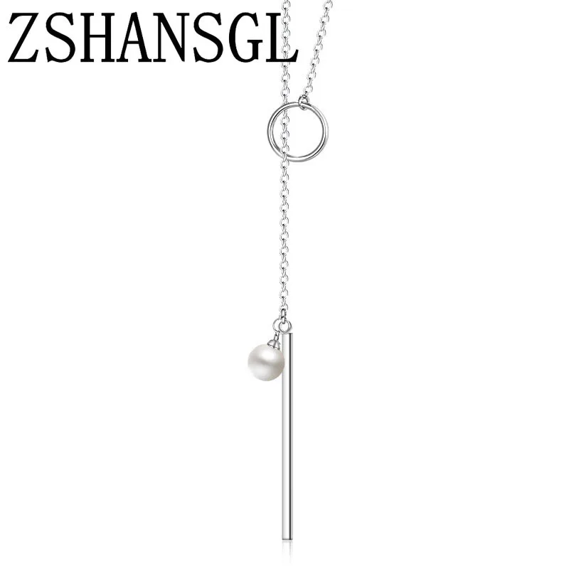 

Real New pearl long necklace with S925 stamp pendant necklace for women Natural pearl Sweater chain jewelry