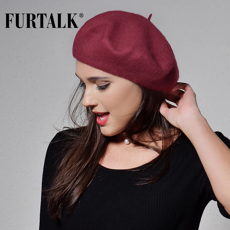 FURTALK 100% шерстяной берет шляпа для женщин зимние теплые шапки девочек Женская