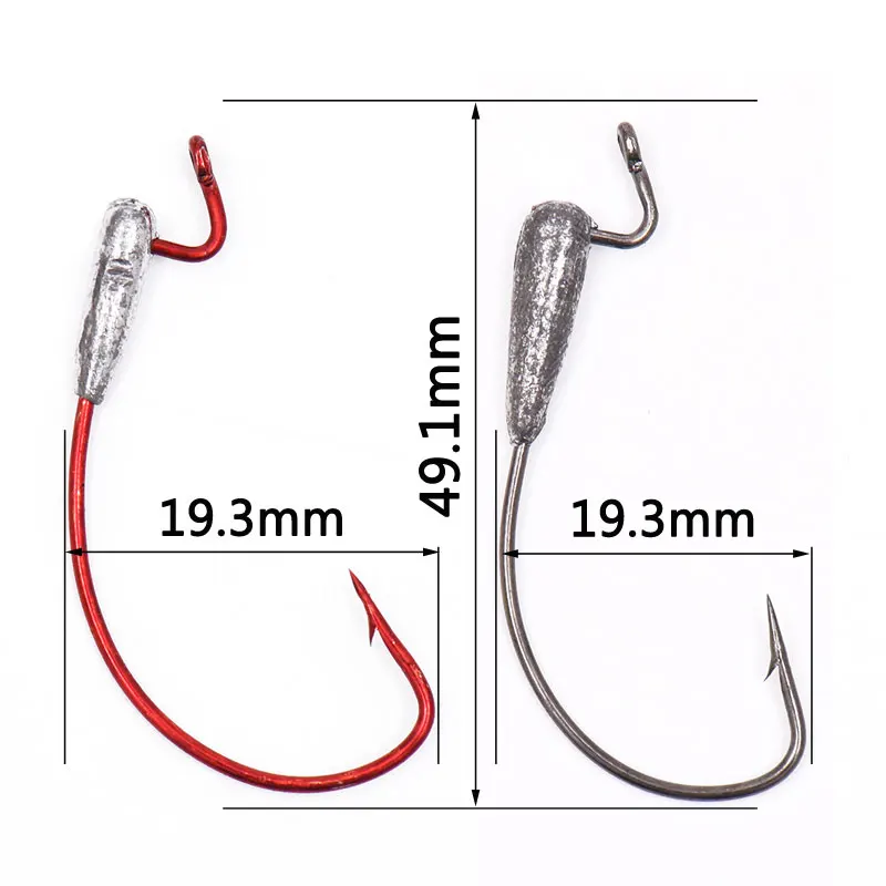 20pcs Swimbait Weighted Hooks 2g /3.5g Weighted Worm Hook Sharp Fishing