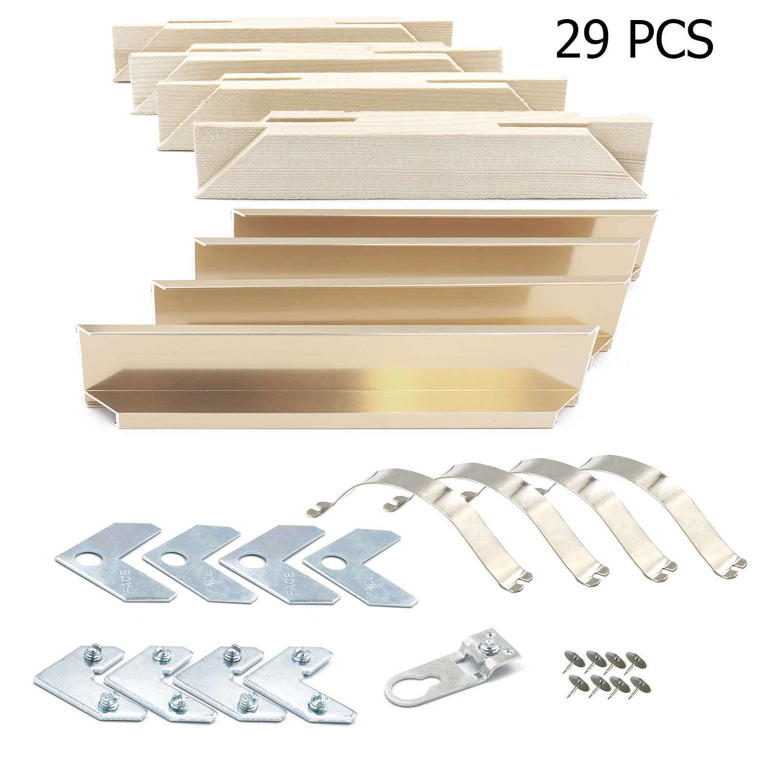 

Photo Frame 29pcs/set DIY Solid Wood Aluminum Alloy Canvas Painting Frame Home Decor Wall Art Pictures Mounting Accessories