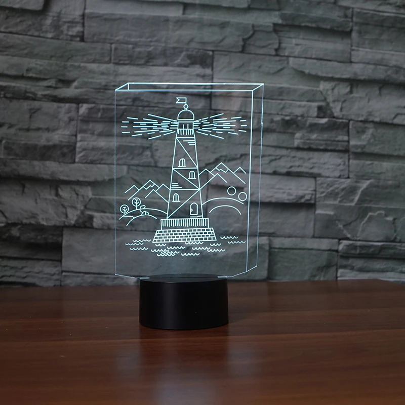 

3D Night Light Acrylic 7 Colors Change LED Lighthouse Desk Lamp Corridor Toilet Bedside decor Baby Sleep Lighting Creative Gifts