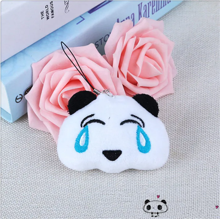 Fashion Panda Emoji Plush Toys Key Chain Ring Pom Bear Keychain Woman Bag Charms Man Car Keyring Wedding Party Trinket Jewelry (5)