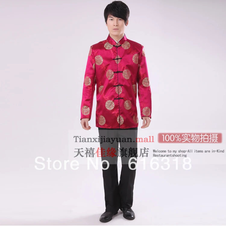 Разноцветные винтажные классические китайские традиционные народные танцевальные костюмы сценическая одежда для мужчин красный костюм Тан верхняя одежда