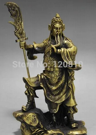 

Chinese Folk Brass Copper Leader Dragon Guan Gong Guan Yu Warrior Buddha Statue
