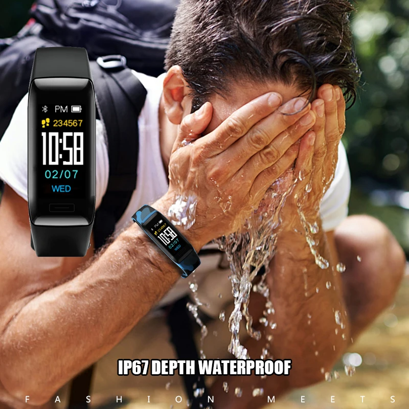 V8 водонепроницаемый смарт браслет часы кровяное Давление монитор сердечного