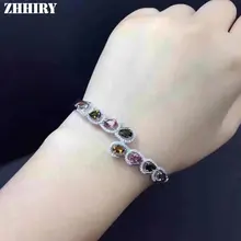 ZHHIRY женский натуральный турмалиновый браслет из натурального твердого серебра 925 пробы настоящий драгоценный камень огненный цвет ювелирные изделия с камнями
