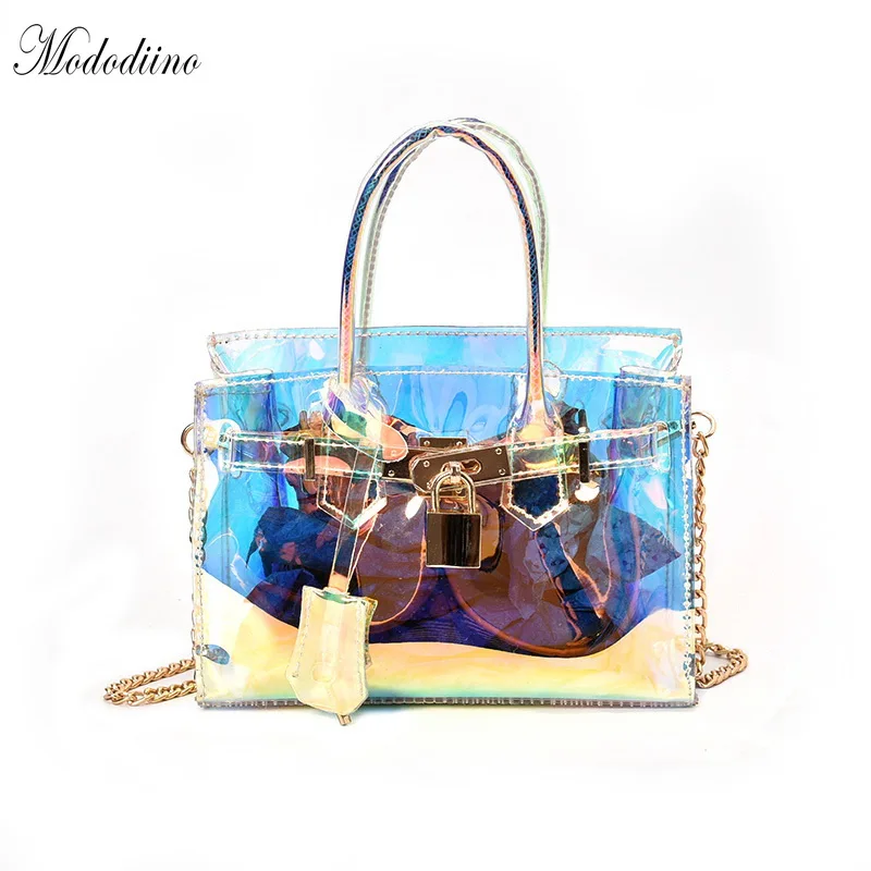 

Mododiino Summer Bags For Women Clear Transparent PVC Shoulder Bags Jelly Bag Purse Laser Beach Handbag Crossbody Bag DNV0991