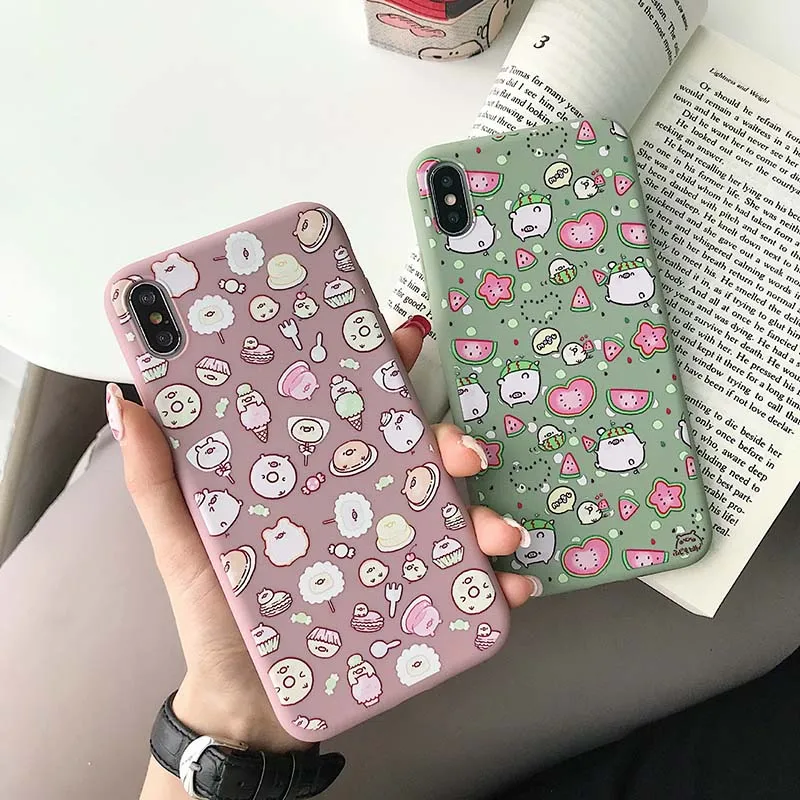 Cartoon Cute Ice Cream Powder Pig Phone Case For iPhone X XR XS Max 6 6S Plus Soft Back Cover 7 8 Cases Capa |