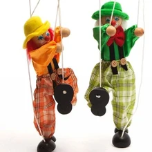 Pull String кукольный клоун деревянный марионетт игрушки ручной работы шарнир активности куклы Подарки для детей Классические винтажные детские игрушки