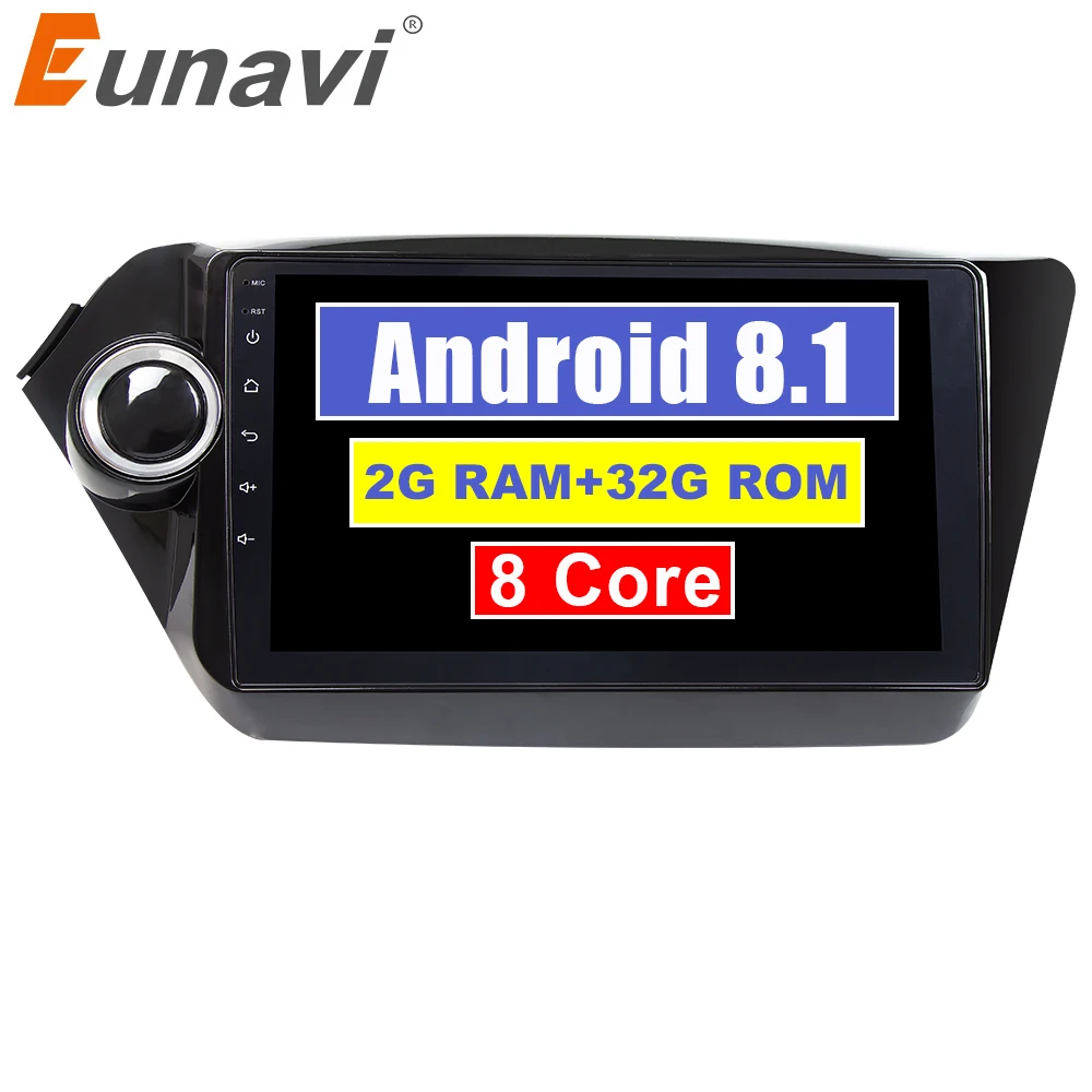 Best Eunavi IPS android 8.1 car dvd player gps navigation for Kia k2 RIO 2010 2011 2012 2013 2014 2015 car radio stereo dvd gps 7851 0