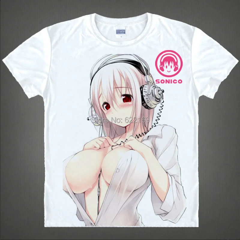 Японская футболка из аниме Super Sonico хлопковая рубашка сюзау фуджини фуури для