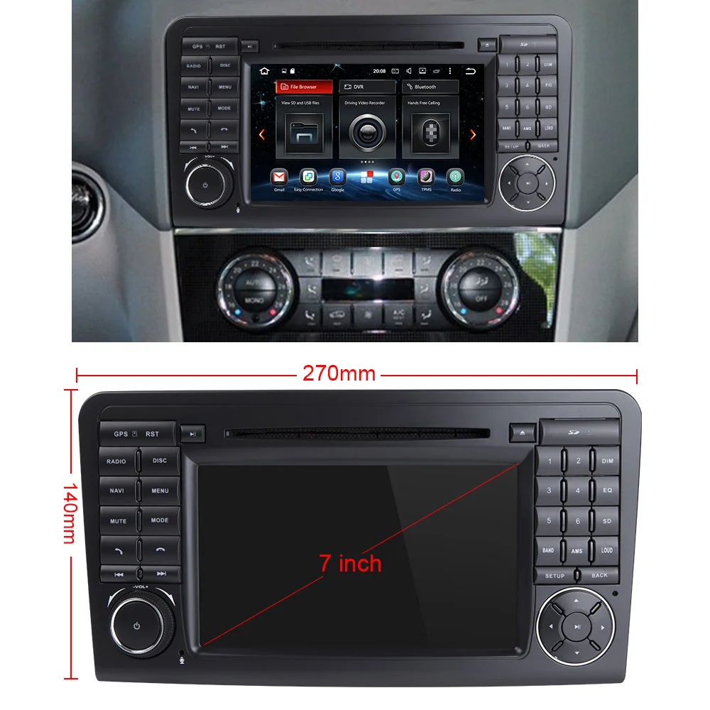Sale Eunavi Android 7.1 WiFi GPS Navi Quad Core Blotooth Stereo Car DVD Player For Benz ML CLASS W164 ML300 ML350 ML450 ML500 1