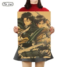 TIE LER атака на Титанов в стиль японский мультфильм комикс крафт бумага плакат наклейки на стену домашний декор живопись 51,5x36 см