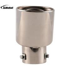 Tail Muffler Curved Car Stainless Steel Silver Chrome Round Tip Pipe Automobile Single Exhaust Pipes Tips