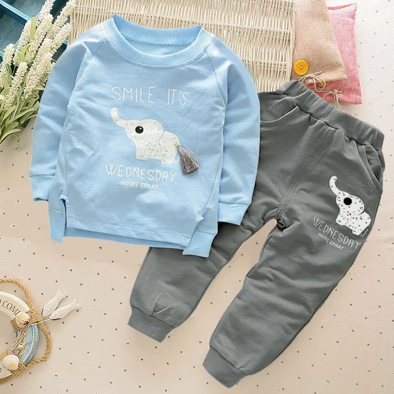 

Baby Boy Clothes Spring Autumn Korean Elephant Long Sleeved T-shirt Tops + Pants 2PCS Infant Clothing Kids Bebes Jogging Suits